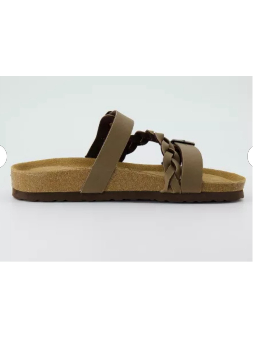 NEW Cushionaire Lizzy Braided Double Buckle Cork Sandals Brown Size 8.5M Comfort - Picture 3 of 13